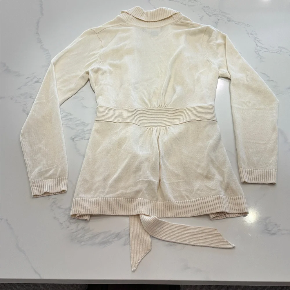 VINEYARD VINES~SIZE XL~SHAWL COLLARED LONG SWEATER WITH BELT~IVORY CHILLY DAY~ - Picture 7 of 16